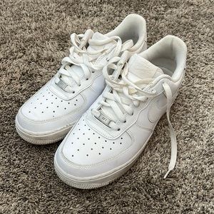 white nike air force 1’s, size 8.5 women’s, worn twice